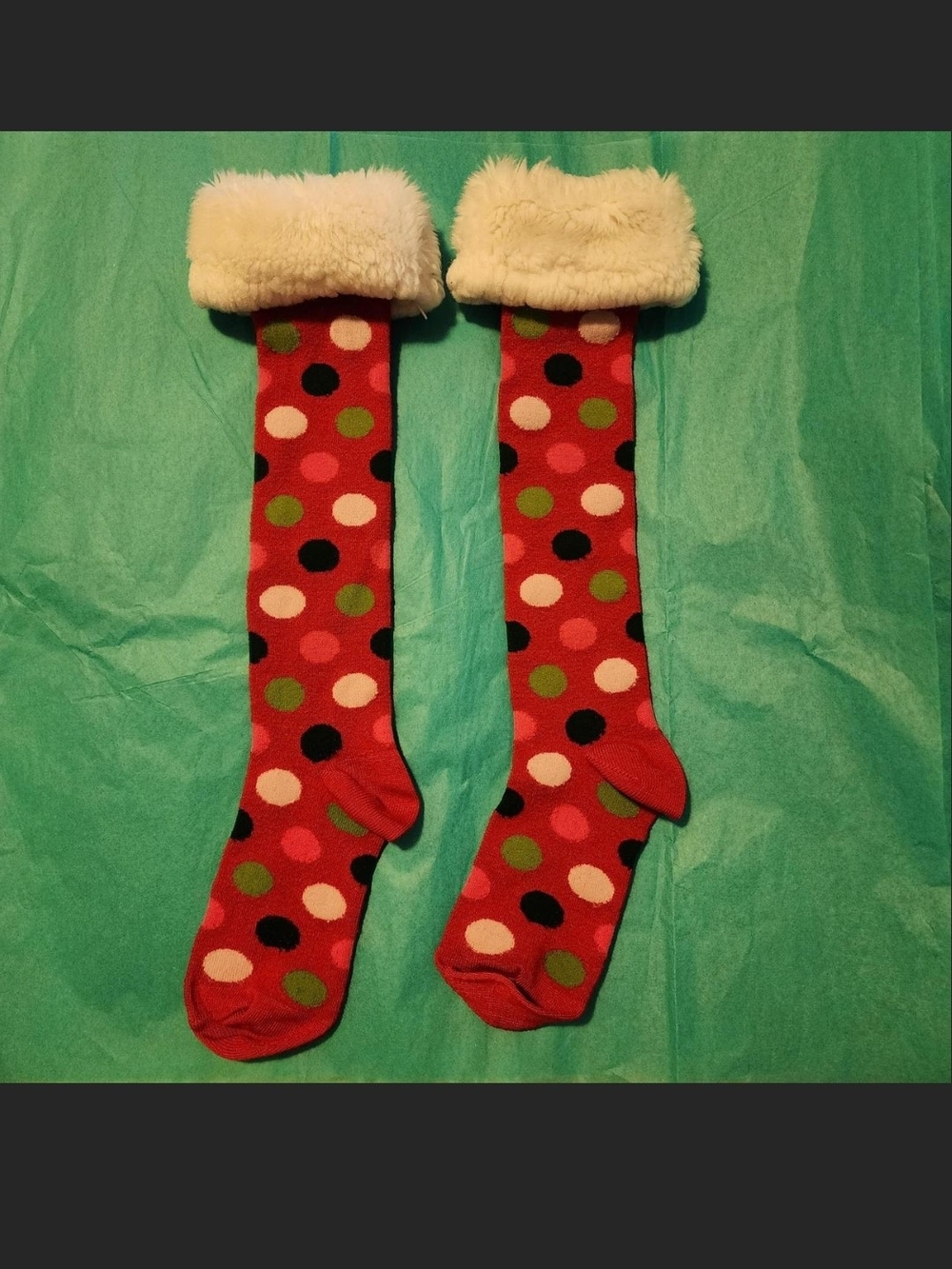Cozy Red Polka Dot Kids Fleece-Lined Knee-High Socks